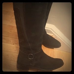 Black suede riding boots